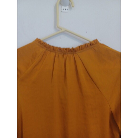 Old Navy Pullover Knit Top M Mustard Yellow Longsleeve Ruffled Boho Peasant - Picture 6 of 8